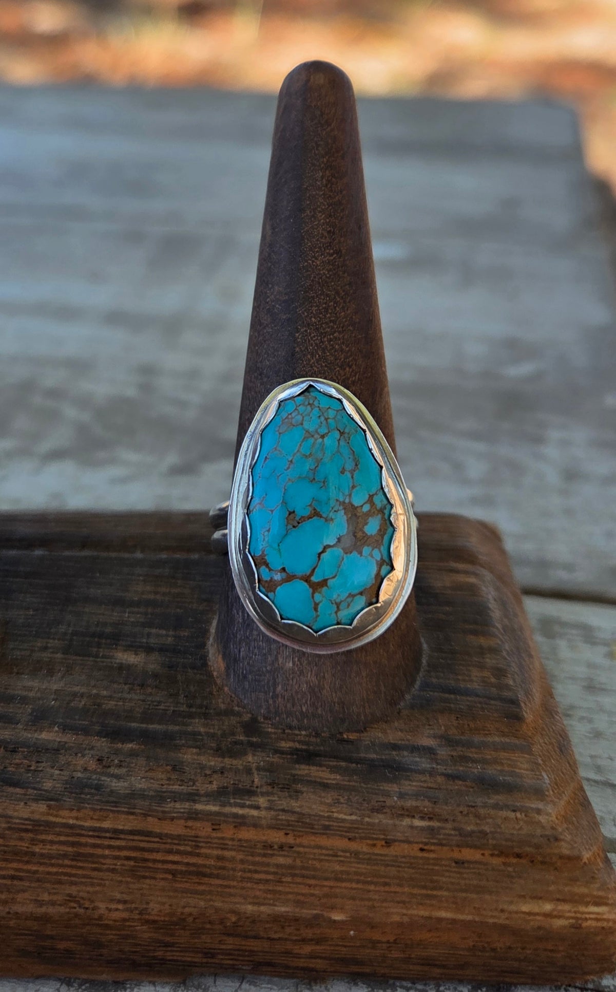 High Grade Kingman Turquoise & Sterling Silver Ring - Size 9