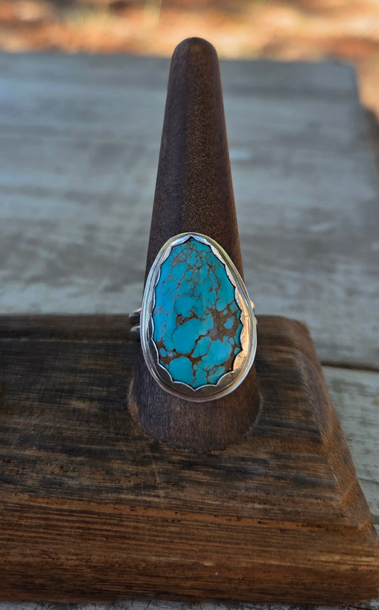 High Grade Kingman Turquoise & Sterling Silver Ring - Size 9
