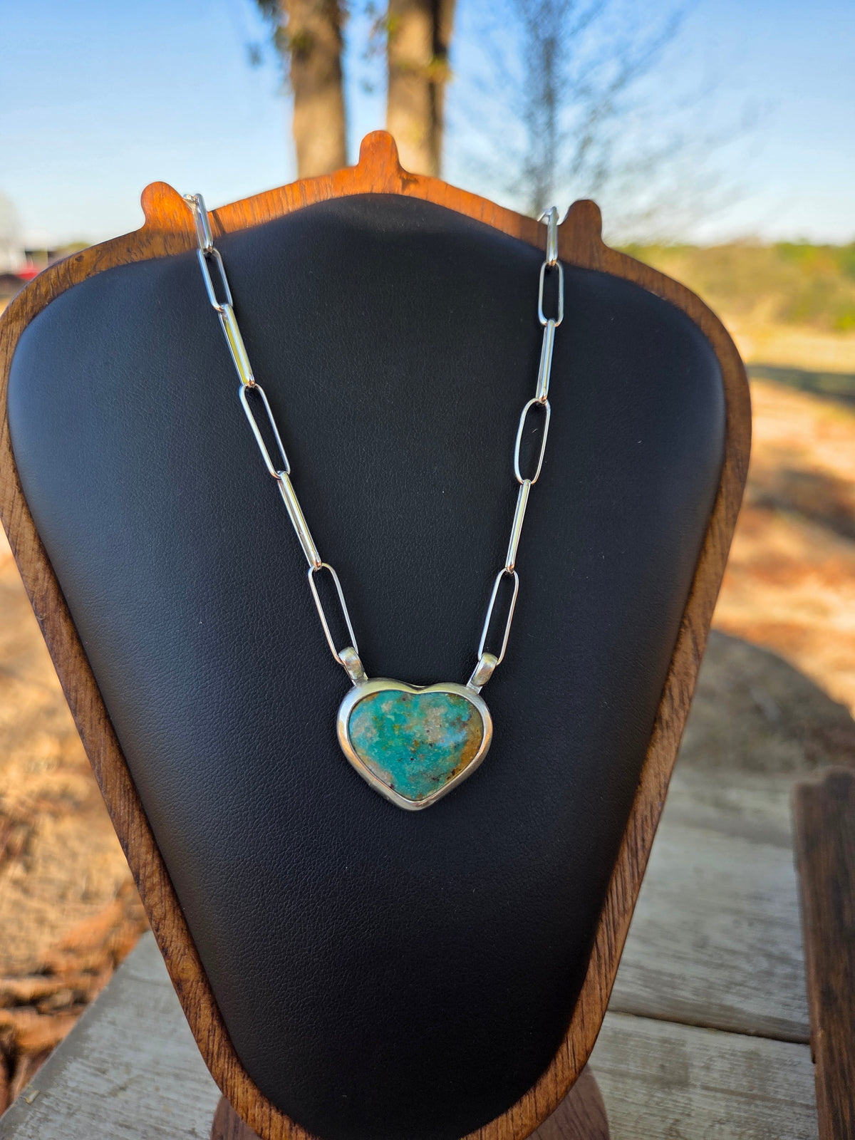 Royston Turquoise Heart & Sterling Silver Necklace