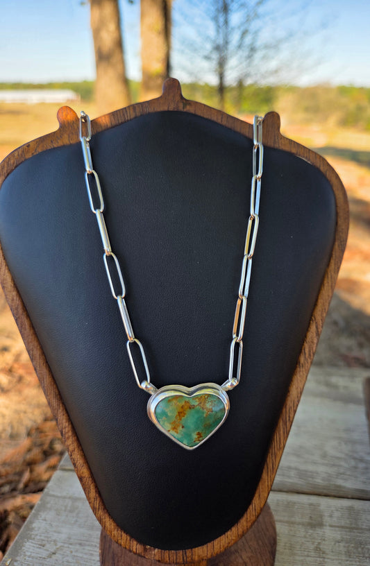 Royston Turquoise Heart & Sterling Silver Necklace