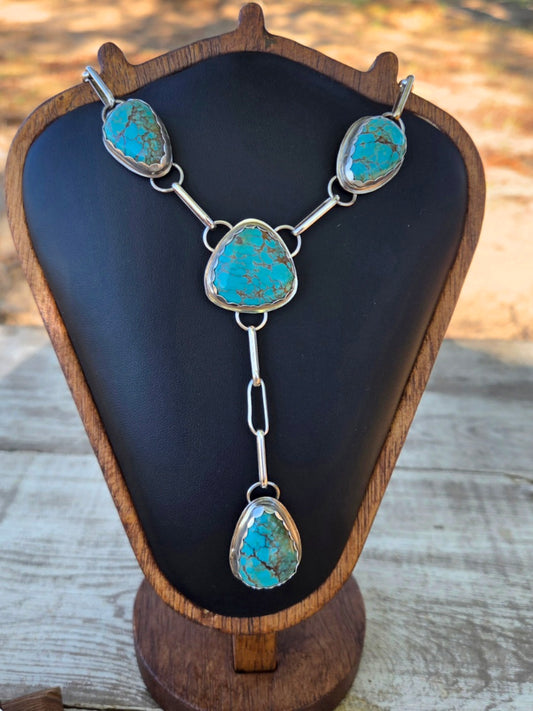 Kingman Turquoise & Sterling Silver Lariat Necklace